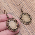 Filigree Oval Bezel Drop Earrings in Two Antique Finishes view 4
