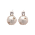Textured Round Ball Stud Earrings With Snowflake Crystal Tops view 5