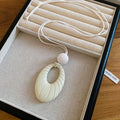 Pastel Oval Textured Pendant Necklace in Four Soft Colors view 8