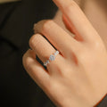 Silver Tone Round Clear Stone Geometric Accent Band Ring view 4