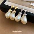 Irregular Pearl Drop Stud Earrings In Two Metal Tones view 4