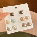 Pearl Look Round Square Stud Earring Sets Three Styles view 7