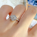 Silver Tone Halo Cluster Ring with Clear Round Stones view 3