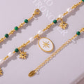 Gold Titanium Steel Star Enamel Pendant Pearl Malachite Necklace view 4