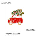 Red Enamel Christmas Car Tree Brooch Pin With Pearls view 5