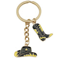 Black Gold Western Hat and Boot Star Metal Keychain Set view 5