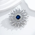 Blue White Sunflower Crystal Metal Brooch Pin for Jackets and Lapels view 5