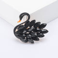 Layered Marquise Crystal Swan Brooch in Black or White view 7