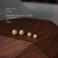 Gold Mini Pave Crystal Ball Stud Earrings Two Sizes view 1