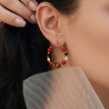 Tiger Eye and Color Stone Hoop Earrings in Four Variants view 3
