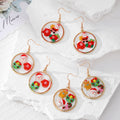 Christmas Resin Disc Drop Earrings Gold Motifs Random view 5