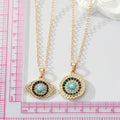 Gold Evil Eye Pendant Necklaces Round and Almond Two Styles view 3