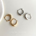 Smooth Thick U Hoop Huggie Earrings Gold Silver Pair view 1