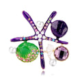 Orange Starfish Crystal Enamel Four Designs Metal Brooch Pin view 8