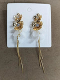 White Petal Flower And Chain Tassel Dangle Earrings view 6