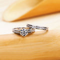 Round Solitaire Three-Band Ring Set In Polished Silver Tone view 4