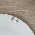 Gold Mini Crescent Moon Twin Clear CZ Stud Earrings view 4