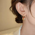Gold Tone Square Multicolor Crystal Hook Earrings Fashion Jewelry view 4