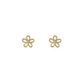 Gold Tone Open Five Petal Flower Mini Stud Earrings For Women view 5