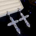Crystal Cross Dangle Earrings in Gold or Silver Tone view 7