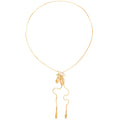 Gold Tone Flower And Ribbon Tassel Pendant Necklace view 5