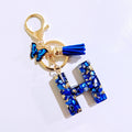 Blue Abalone Resin Letter Keychain With Butterfly Charm view 10