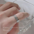 Silver Open Adjustable Ring Linked Molten Animal Band view 1