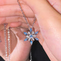 Silver-Tone Snowflake Pendant Necklace with Blue Marquise Stones view 3