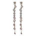 Silver Tone Crystal Strand Drop Earrings with Teardrop Ends view 5