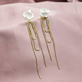White Rose Gold Multichain Extra Long Stud Earrings view 1