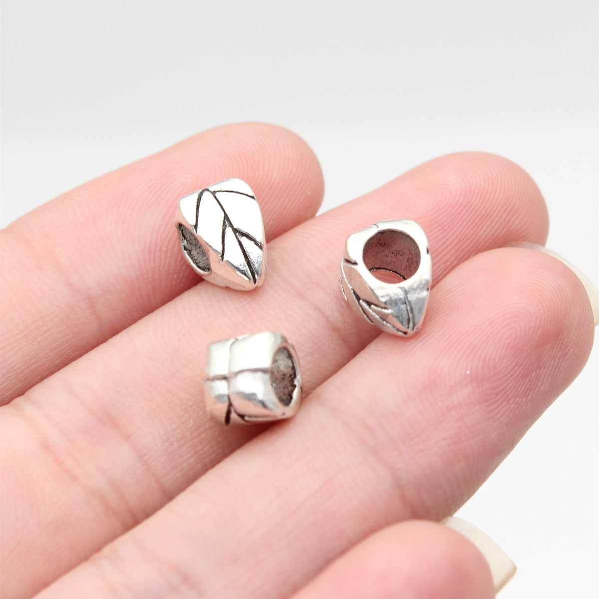 10x7x6.6mm 1.05g Multicolor Zinc Alloy Leaf Large Hole Spacer Beads for DIY Bracelet Jewelry Making