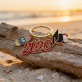 Gold Ring Graduation Cap Pencil Multi Charm Keychain view 4