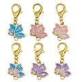 Enamel Butterfly Charm Keychain Gold Clasp Six Colors view 5