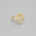 Gold Tone Adjustable Evil Eye and Hamsa Rings in Four Designs view 7