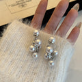 White Pearl Look Bubble Cluster Cascade Stud Earrings view 4