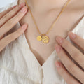 Gold Snake Chain Good Luck Disc Pendant Necklace Style view 1