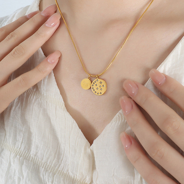 Gold Snake Chain Good Luck Disc Pendant Necklace Style