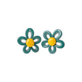 Rounded Open Petal Flower Stud Earrings in Four Colorways view 5