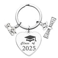Silver Graduate Heart Class Keychain Diploma Cap Charms view 6
