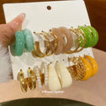 Acrylic C Hoop Earring Multi Packs Gold Pearl Color Mixes view 1