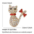 Crystal Cat and Bow Brooch in Gold and Silver Tones view 4