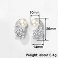 Silver Pearl Meteor Shower Cubic Zirconia Climber Earrings view 4