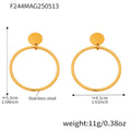 Large Hoop Drop Earrings With Round Disc Stud Tops view 9