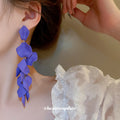 Colorful Fabric Petal Cascade Drop Earrings Fashion Jewelry view 3
