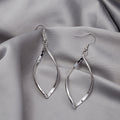 Gold and Silver Twisted Open Leaf Long Hook Earrings view 6