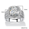 Oversized Cushion Clear Solitaire Filigree Wide Ring Silver Tone view 4