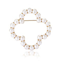 Pearl Quatrefoil Wreath Brooch in Silver or Gold Tone view 5