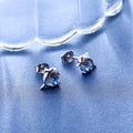 Silver Dolphin Blue Round Stone Stud Earrings Pair view 4