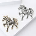 Prancing Horse Crystal Brooch in Antique Gold or Silver Tone view 3