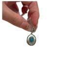 Silver Blue Round Pendant Necklace with Beaded Chain view 5